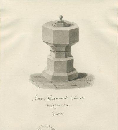 Písmo v Caverswall Church: sépie kresba od John Buckler