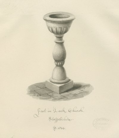 Písmo v kostele Leek: sépiová kresba, 1844 od John Buckler