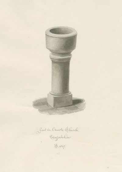 Písmo v kostele Onecote: sépiová kresba, 1847 od John Buckler