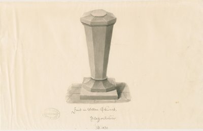 Font v kostele Wetton: sépiová kresba, 1839 od John Buckler