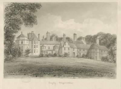 Hagley Hall: sépiová kresba, 1814 od John Buckler