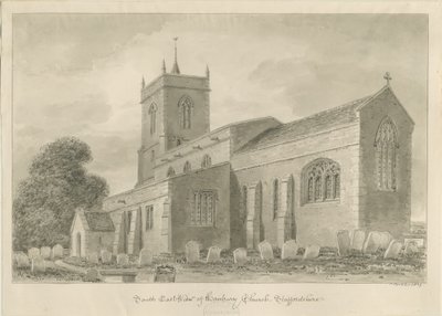 Hanbury Church: sépie lavírovaná kresba od John Buckler