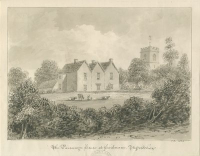 Harborne - Parsonage: sépiová kresba, 1833 od John Buckler
