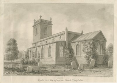 Ingestre Church: sépie kresba od John Buckler