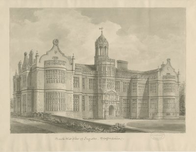 Ingestre Hall: sépiová kresba od John Buckler