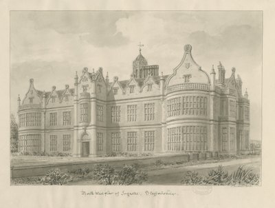 Ingestre Hall: sépiová kresba od John Buckler