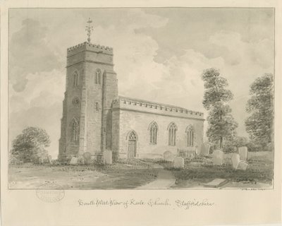 Keele Church: sépiová kresba od John Buckler