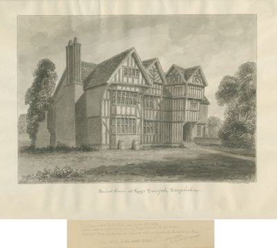 Kingswinford - Bradley Hall: sépiová kresba od John Buckler