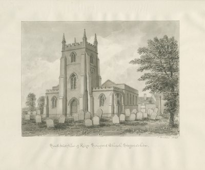 Kingswinford Church: sépiová kresba od John Buckler
