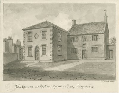 Město pórku – gymnázium: kresba v sépii, 1844 od John Buckler