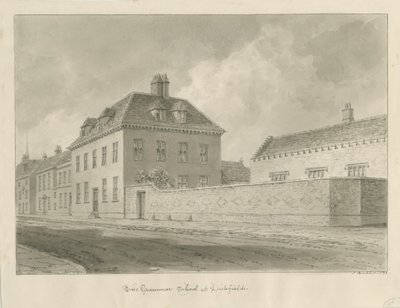 Lichfield - Gymnázium: kresba v sépii od John Buckler