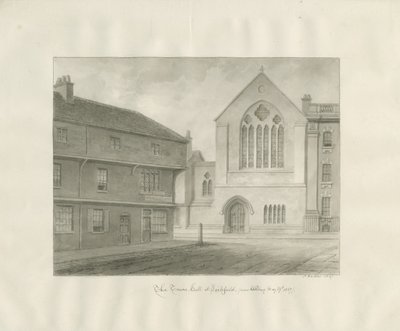 Lichfield - Guildhall: sépiová kresba od John Buckler