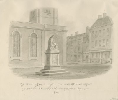 Lichfield - Market Place: sépiová kresba od John Buckler