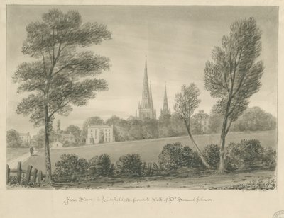 Lichfield - Stowe: sépiová kresba od John Buckler
