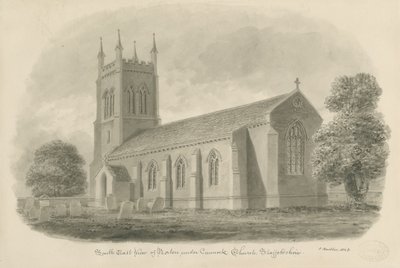 Norton Canes Church: sépie lavírovaná kresba od John Buckler