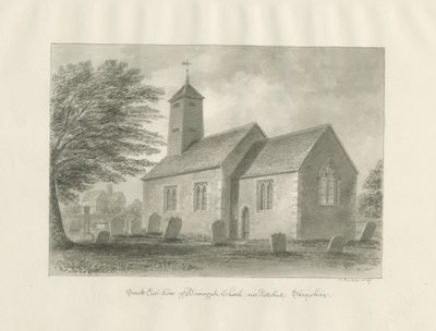 Patshull - Boningale Church: sépiová lavírovaná kresba od John Buckler