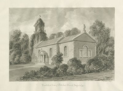 Patshull Church: sépiová kresba od John Buckler