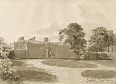 Patshull House: sépiová kresba, nd [1820] od John Buckler
