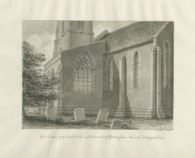 Pattingham Church - East Window: sépiová kresba, 1846 od John Buckler