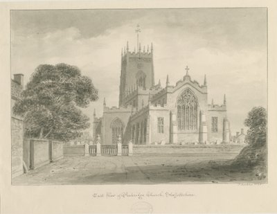 Penkridge Church: sépiová kresba od John Buckler