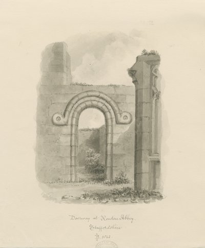 Ranton Abbey [převorství] - Pozůstatky dveří: kresba v sépii od John Buckler