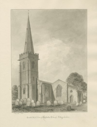 Rolleston Church: sépiová kresba od John Buckler