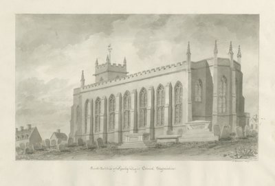 Kostel Rowley Regis: sépiová kresba, 1847 od John Buckler