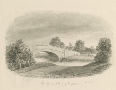 Rugeley Town - Bridge: sépiová kresba, 1842 od John Buckler