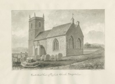 Rushall Church: sépiová kresba, 1845 od John Buckler