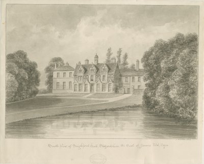 Seighford Hall: sépiová kresba od John Buckler