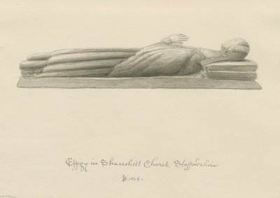 Shareshill Church – Monumentální podobizna [Cassandra Swynnerton]: sépiová kresba od John Buckler