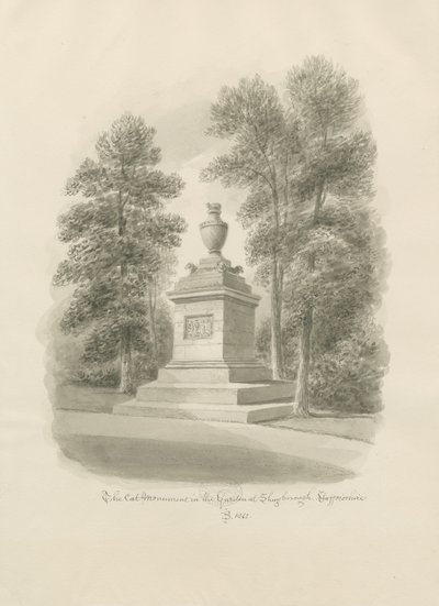 Shugborough - Cat Monument: sépiová kresba od John Buckler