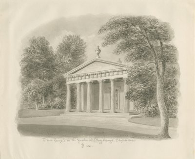 Shugborough - Dórský chrám: sépiová kresba, 1842 od John Buckler