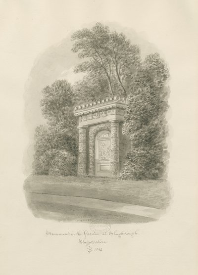 Shugborough - Monument: sépiová kresba od John Buckler