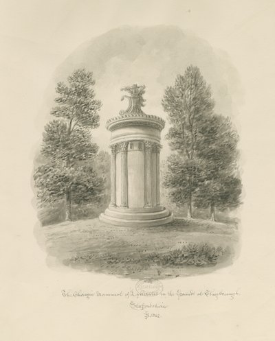 Shugborough - Choragický památník Lysicrates: sépiová kresba od John Buckler