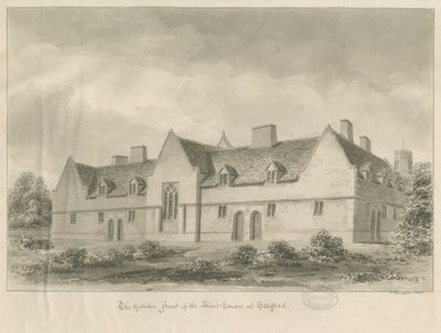 Stafford - Alms Houses: sépiová kresba, 1841 od John Buckler