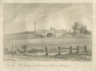 Stafford - Most na nádraží: kresba sépie, 1841 od John Buckler