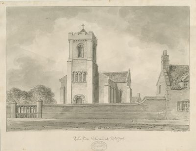 Stafford - Christ Church: sépiová kresba, 1840 od John Buckler