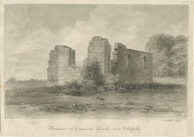 Stafford - Creswell Chapel: sépiová kresba, 1837 od John Buckler