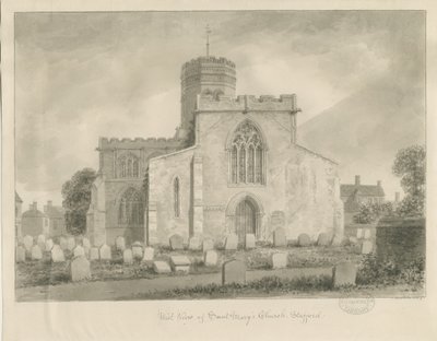 Stafford - Kostel Panny Marie: sépiová kresba, 1842 od John Buckler