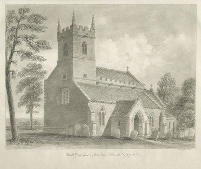 Standon Church: sépiová kresba od John Buckler