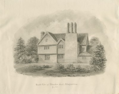 Standon Hall: sépiová kresba od John Buckler