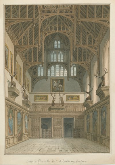 Sussex - Cowdray House - Interiér Hall od John Buckler