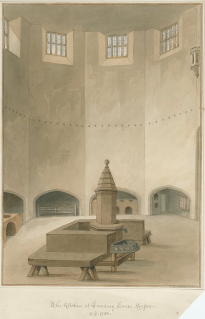 Sussex - Cowdray House - Interiér kuchyně, 1830 od John Buckler