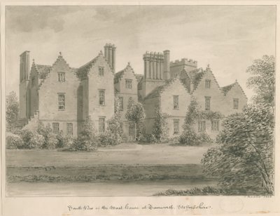 Tamworth - The Moat House: sépiová kresba od John Buckler