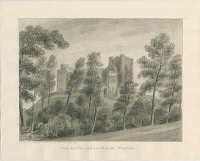 Hrad Tamworth: sépiová kresba, duben 1849 (kresba) od John Buckler