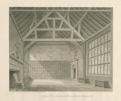 Hrad Tamworth: sépiová kresba, duben 1849 (kresba) od John Buckler