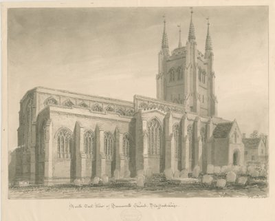 Tamworth Church: sépiová kresba od John Buckler