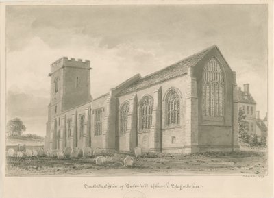 Tatenhill Church: sépiová lavírovaná kresba od John Buckler