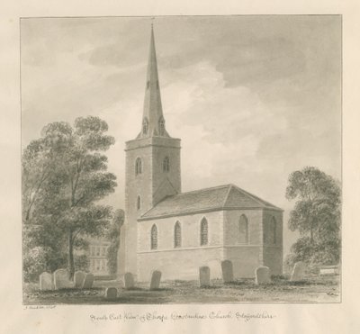 Thorpe Constantine Church: sépie lavírovaná kresba od John Buckler